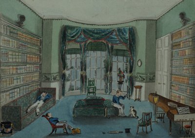 Biblioteket, ca. 1820, Battersea Rise af English School